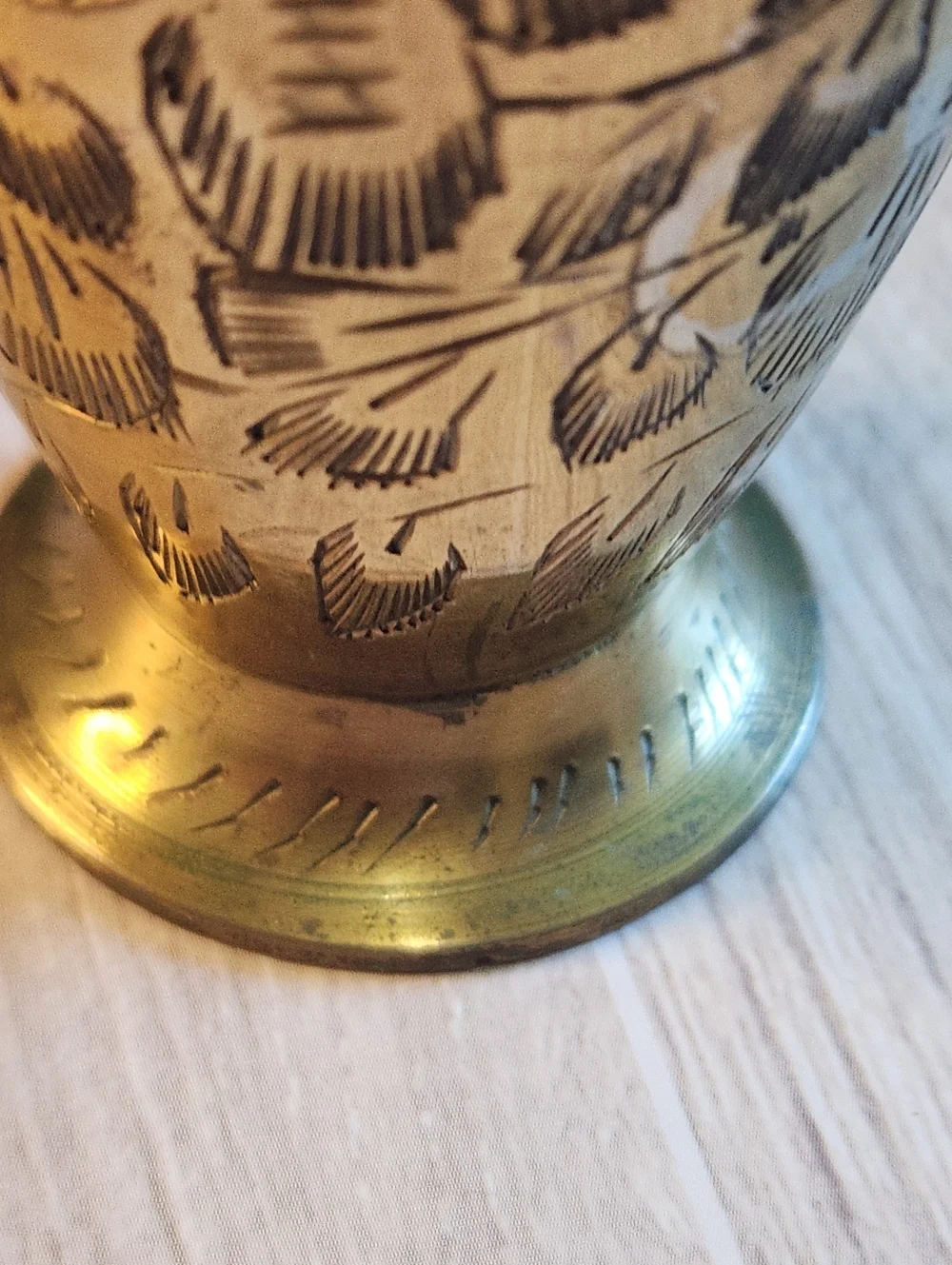 Vintage Ferba Brass Bud Vase Floral Etched Made in India 6